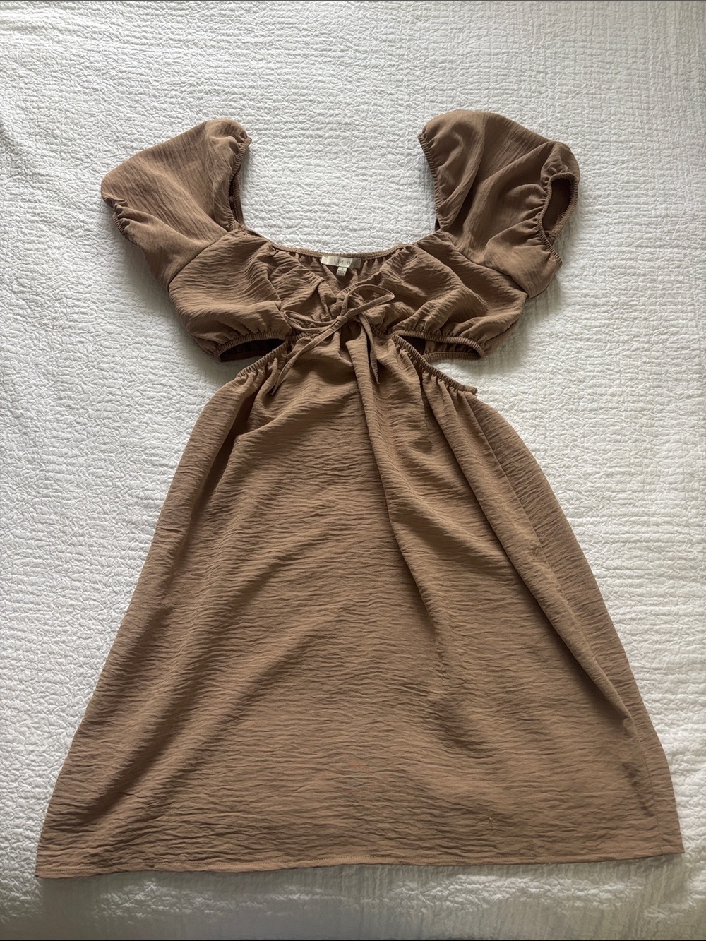 Love Tree Brown Puff Sleeve Mini Dress
